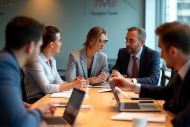 Team som samarbetar vid ett mötesbord